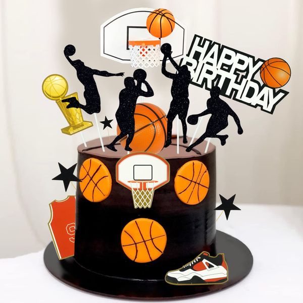 Outros suprimentos de festa festiva l Bolo de basquete Toppers Decoração de temas para meninos Decorações de topper Drop Drop 2022 Packing2010 amyi3