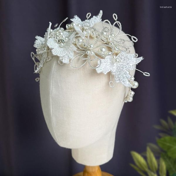 Kopfschmuck Hoop Super Fairy Flower Perlen Tiara Stoffperlen Doppelstock Hochzeit Haarbänder Brautschmuck Großhandel