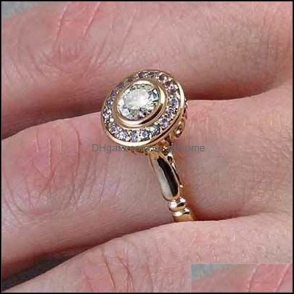 Anéis de casamento Luxo anel de casamento feminino conjunto de cristal vintage 18kt amarelo colorido de ouro empilhável promessa anéis de noivado para wydhhome dh0zz