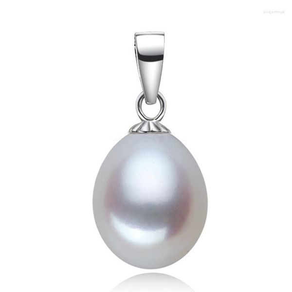 Collane con ciondolo Semplice vera perla d'acqua dolce naturale per donne / signore / ragazze Moda gioielli coreani Genuino argento sterling 925 puro