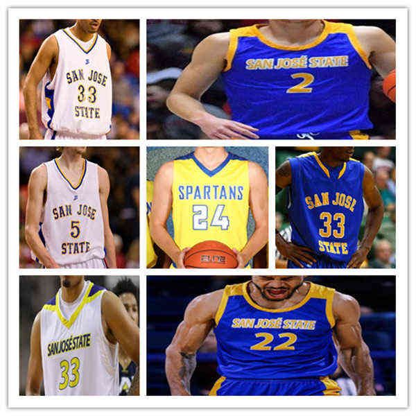 Indossa maglie da basket personalizzate San State Spartans College Tibet Gorener Josh O'Garro Omari Moore Caleb Simmons Trey Smith Shon Robinso