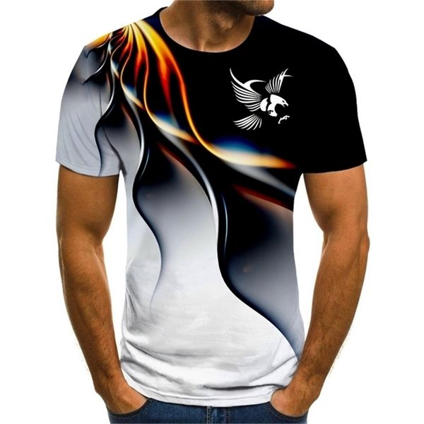 Erkek Tişörtleri Moda Yaz T-Shirt Erkekler 3D Kartal Baskı T-Shirt Nefes Alabaç Sokak Stili Dikiş Boyutu 6XL 220905