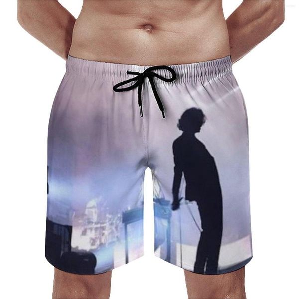 Shorts maschile The 1975 Band Concert Light Board Canting Song Music Beach Short Pants Elastic Waist Waist Trunks 3xl 3xl