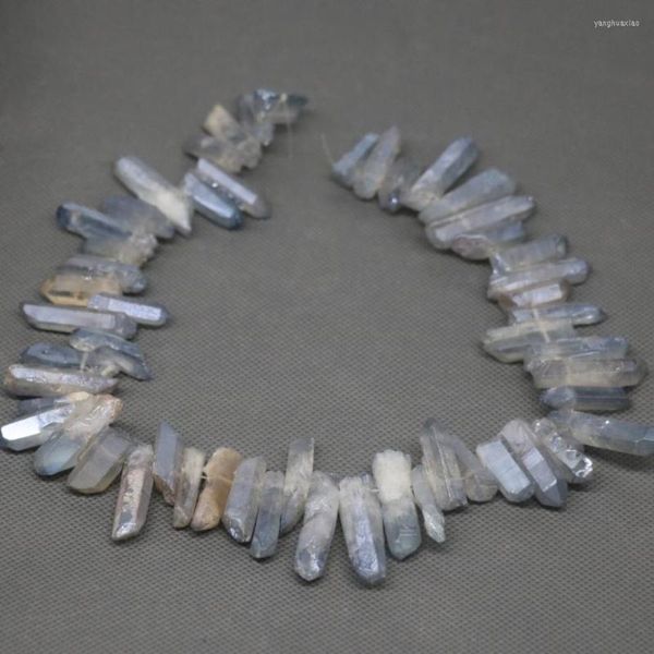 Halsketten mit Anhänger, blauer Heilkristall, Quarzperlen, oben gebohrt, Halsband, Punkt, Rock, modisch, für Damen, edler Schmuck, Halskette, Stein-Kindgems