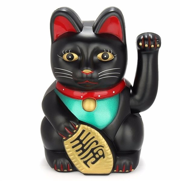 Deko-Objekte, Figuren, Schwarz, 12,5 cm, Feng Shui, winkende Katze, Reichtum, Glück, Glück, Winken, Kätzchen, Dekor, fünf Farben, Shop-Dekoration, Katzen, gut, 220906