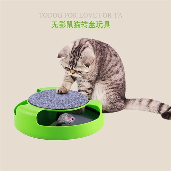 Tiragraffi per mobili per gatti Divertente giocattolo per animali domestici Scratching Board Giradischi ch Fake Mouse Gioco in plastica 220906