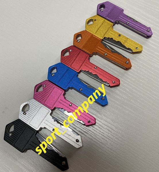 usd0.01 Coltello pieghevole in acciaio portachiavi Mini coltelli tascabili Caccia da campeggio all'aperto Coltelli da combattimento tattici Strumento di sopravvivenza Strumento EDC 8 colori in magazzino completo