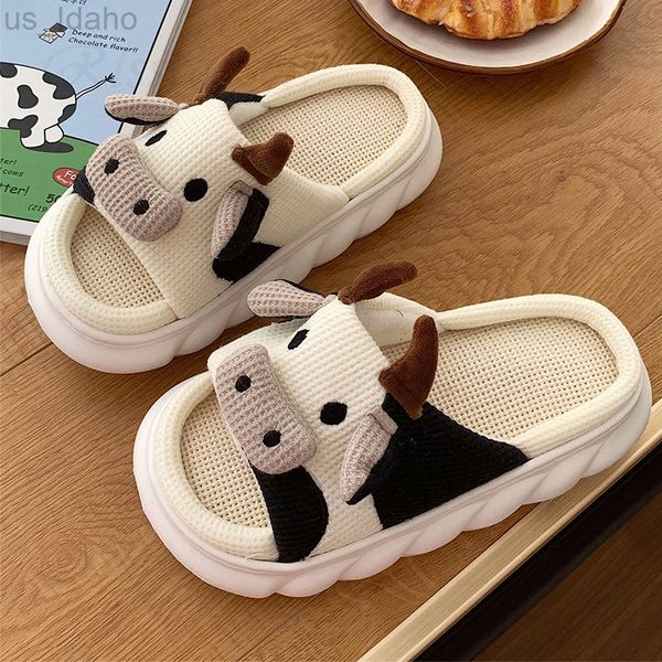 Pantofole 2022 Nuovo Inverno Al Coperto Per Le Donne Carino Mucca Da Latte Scarpe Piattaforma Casa Bellissimi Animali Camera Da Letto Coppie L220906