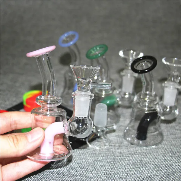 Hookahs Glass Bong Micro Kit Néctar Mini narguilés com titânio prego cinzas de cinzas de óleo Rigação de óleo de palha de palha Silicone