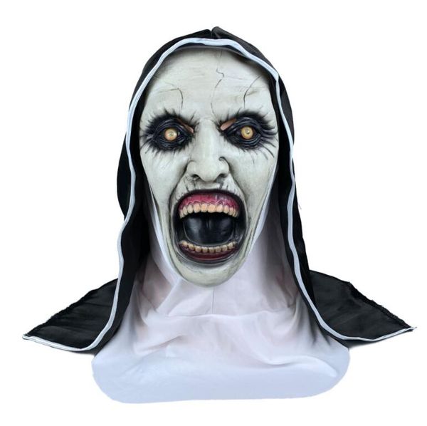 Ürpertici rahibe cosplay maskesi şenlikli parti lateks pervane valak cadılar bayramı korkutucu korku, korkutucu silikon maskeler oyuncaklar kostüm sahne kadınlar için sahne sahne