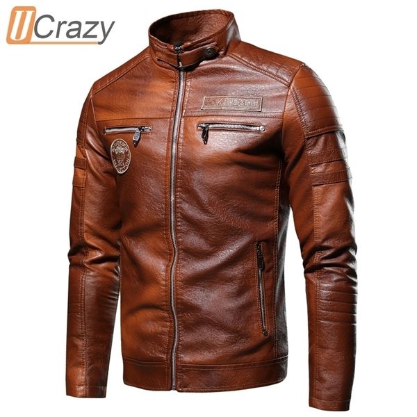 Herren Leder Faux Ucrazy Autumn Brand Casual Motor Distressed Jackel Mantel Winter Vintage Outwear Jacken 220905