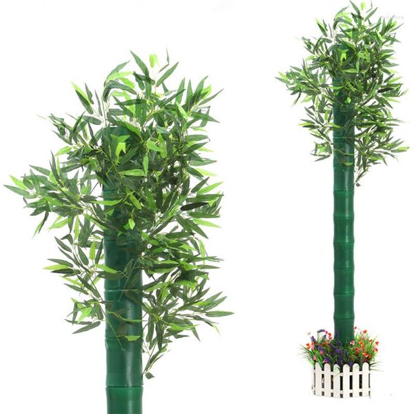 Flores decorativas 2pcs/10pcs Artificial Green Bamboo Folhas de plantas falsas Simulação Art Home El Office Decoration