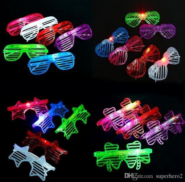 LED Rave Toy Flash Shutter Brille Party dekorieren Plastikgläser quadratisches Pentagramm Liebesklee Licht emittierende Spielzeuge Geschenke