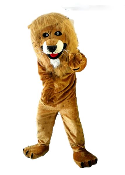 Costume da mascotte di leone di pelliccia lunga selvaggia, abiti da cartone animato, gioco di società, fursuit, vestire vestito peloso di Natale di Halloween