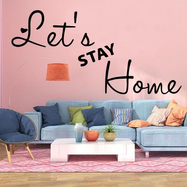 Adesivos de parede Citações Stay Home Phrase Stick Decoração de papel de parede à prova d'água para decalques de quarto da sala de estar Muursticker