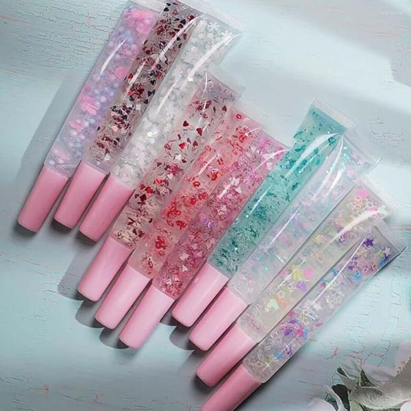 Lipgloss 15 ml Basis Bling Pailletten Make-up Kosmetik Custom Cute Oil Vendor Private Label Glossy Lipgloss