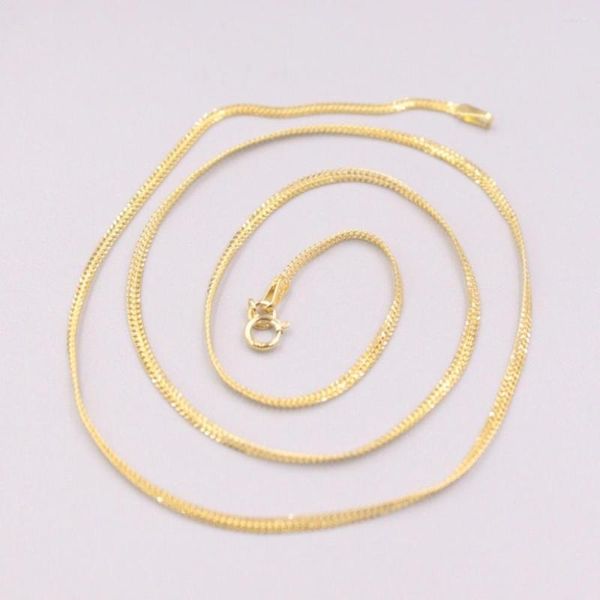 Catene AU750 Collana in oro giallo 18 carati puro 1,8 mm Catena a doppia maglia a cordolo 2,4 g / 18 pollici per le donne Regalo fortunato