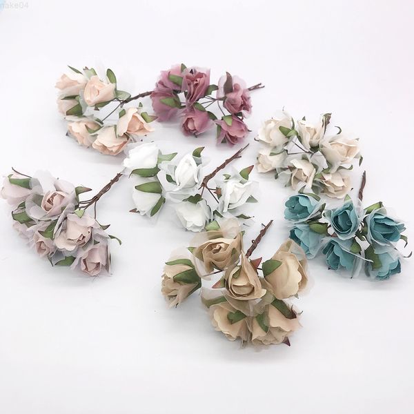 Faux Floral Greenery Wedding Broche Roses Scrapbooking Scrapbooking de Flor Wall Acessórios de noiva Captura de presentes Diy Caixa Artificial Flowers J220906