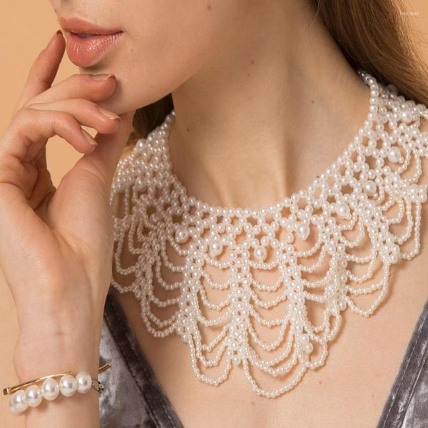 Girocollo Presa di fabbrica Donna Moda Donna Catena Collana di perle d'imitazione Dolce intrecciato Amanti dei gioielli della festa nuziale Chocker