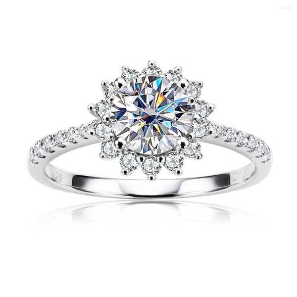 Anhänger Halsketten AnuJewel 1ct D Farbe Moissanit Sonnenblume Verlobungsring 925 Sterling Silber Blume Eheringe für Frauen