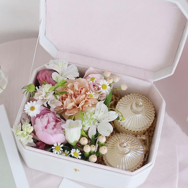 Embrulhe de presente para o casamento de jóias de embalagem de flores octogonais