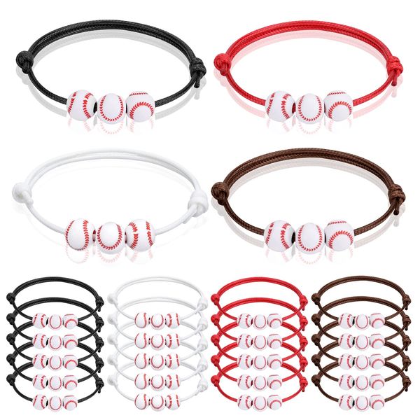 Charm-Armbänder, Baseball-Partygeschenke, Schwarz, Rot, Weiß, Braun, Armbänder, Perlen, verstellbar, inspirierend, Sportball-Armband für Bdehome Amd6J