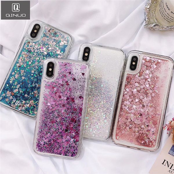 Love Heart Glitter Phone Caso para iPhone 14 13 12 11 Pro Max x Xr Xs Max 6s 6 7 8 5 SE 2020 Liquid Quicksand Bling Liginas Tampa