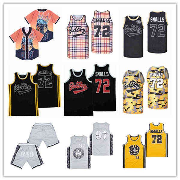 College Wears Men Notorious Badboy Bad Boy 72 10 Biggie Smalls Movie Maglia da basket cucita Colore della squadra Nero Bianco Giallo Grigio ALTERNATO