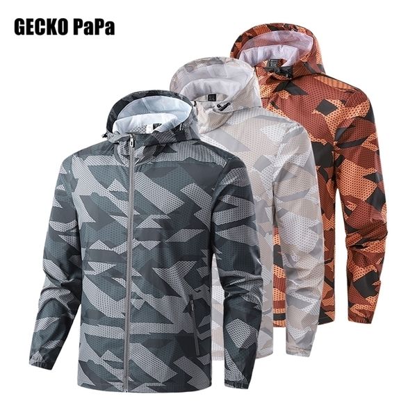 Jackets masculinos Men camuflagem jaqueta leve com capuz com zíper de manga longa do exército exército Autumn Autumn Spring Male Roupas 220905