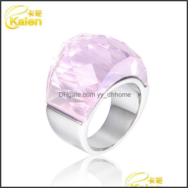 An￩is de casamento Moda feminina genu￭na cristais austr￭acos com 316L de a￧o inoxid￡vel para mulheres Big Colorf Stone grande titan yydhome dhd2f