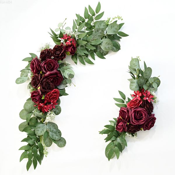 Greante floral falsa 1 conjunto de flores artificiais de casamento pendurado decoração de guirlanda bem -vindo sinal de fundo Flor Rowcase Flores J220906