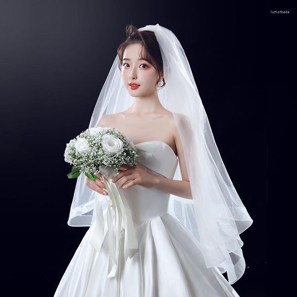 Copricapo Velo da sposa coreano Super Fata Rete elastica a doppio strato Forma Abito da sposa Copricapo Sen è lungo