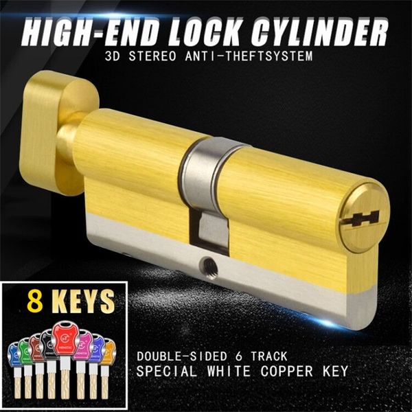 Travas de porta Cilindro de lâmina de lâmina de lâmina de uma porta Anti -aço inoxidável Brass Super C Classe Snake Groove Core 8 Keys 220906
