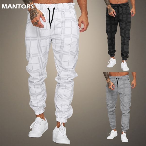 Calça masculina jogadora casual calça xadrez de streetwear de moda ginásios de fitness ginástica roupas de moletom 220906