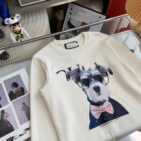 Tasarımcı Top Versiyon Hoodie El Yapımı Gu 2022 Sonbahar ve Kış Yeni Gözlükler Köpek Logosu Erkek ve Kadınlar Aynı Yuvarlak Boyun Sweater