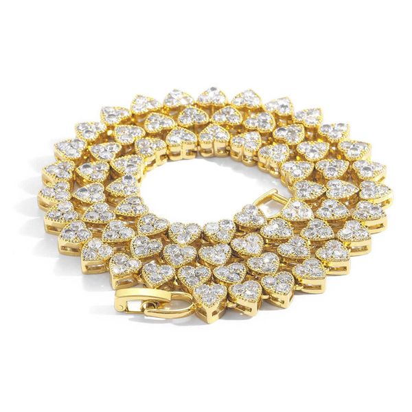 18K Goldkette Iced Out LOVE herzförmige Paar Halskette und Armbänder Gold versilbert Bling Hip Hop Schmuck