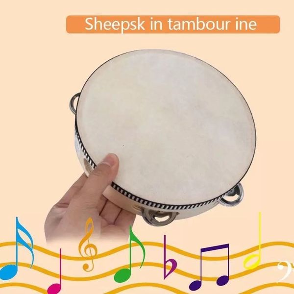 Orff Musikinstrumente Spielzeug 6 Zoll Schaffell Tamburin Schlaginstrument Zweireihige Jingle Bell Handtrommel Lernspielzeug Geschenk