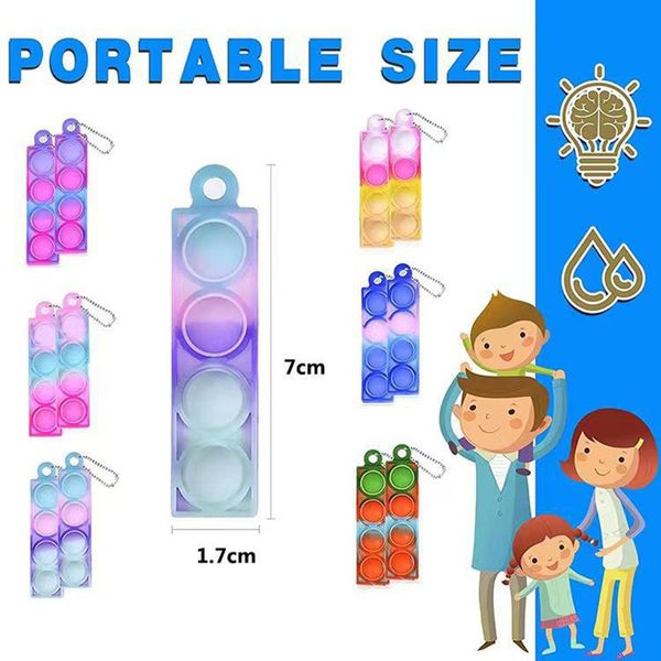 Dimple Keychain Fidget Toys Sensory Toy Push Push Bubble Key Holder Simple Children Antistress Hriever Adult Stress Stress Presente engraçado