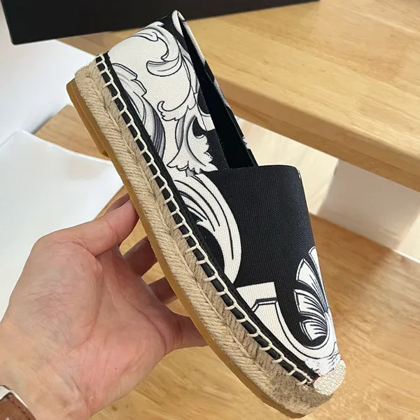 Sapatos casuais designers t￪nis estampados alpargelas de alparsnetes de tela bordada tecidos pretos cadeia obl￭qua Print Women Plataforma de lazer sapatos de lazer