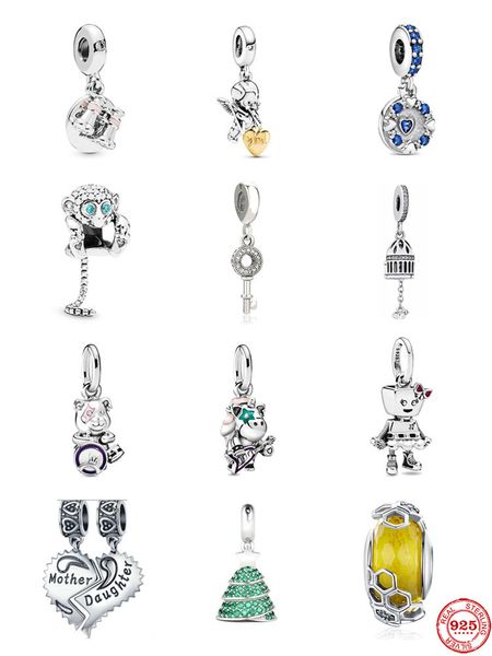 Charm-Perlen aus 925er-Silber, baumelnde Mutter-Tochter-Affe-Perle, passend für Pandora-Charm-Armbänder, DIY-Schmuckzubehör