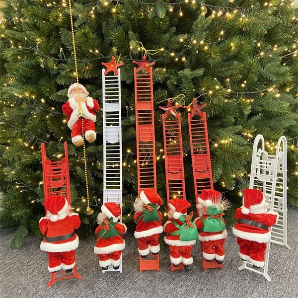 Forniture di giocattoli di Natale Babbo Natale elettrico Scala di salita Decorazione natalizia appesa Ornamenti per l'albero di Natale Regali per bambini per feste Drop 220905