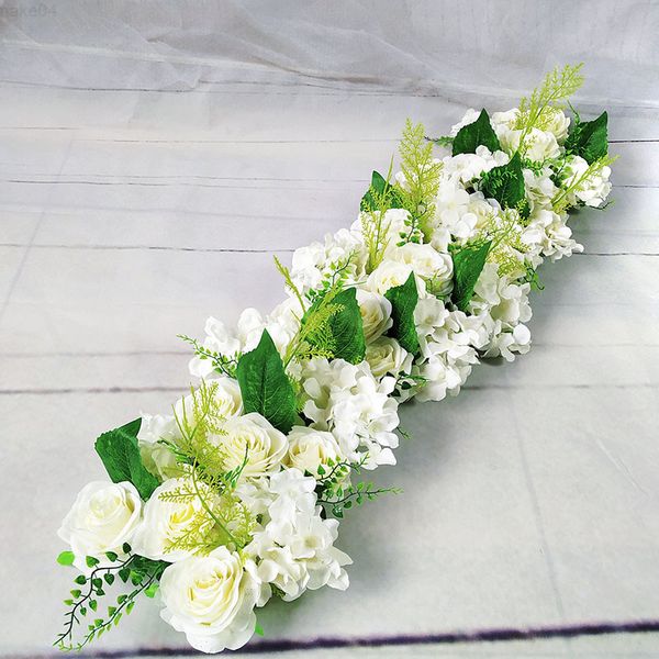 Greante floral falsa 5022 cm Flor da flor Road Flores antiquadas Rosa de seda peony Hortensia DIY parede Arranjo para a porta curva T Estação T Decor J220906