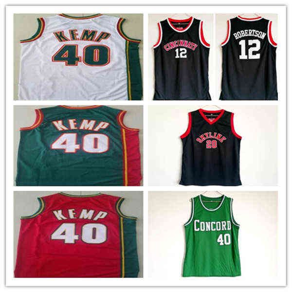 College trägt Mann 40 Shawn Kemp Concord High School Basketball-Trikot, genähte Skyline 20 Gary Payton-Shirts, schwarze Cincinnati Bearcats Oscar