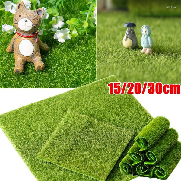 Dekorative Blumen 15/20/30 cm Grasmatte Grün Künstliches Grasland Moos Rasen Rasen Teppich DIY Micro Landschaft Hause Boden Aquarium Hochzeit