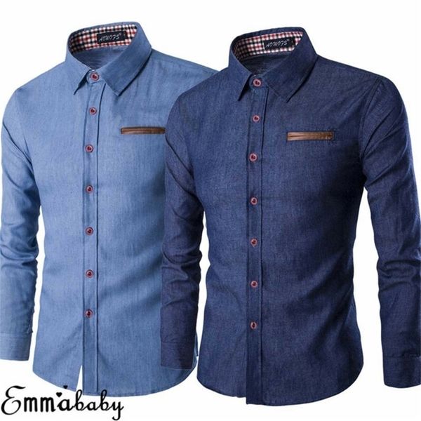 Magliette maschili maschile slim fit slim wash jeans a maniche lunghe in denim magliette magliette smart casual mashire abiti m-xxxl 220905