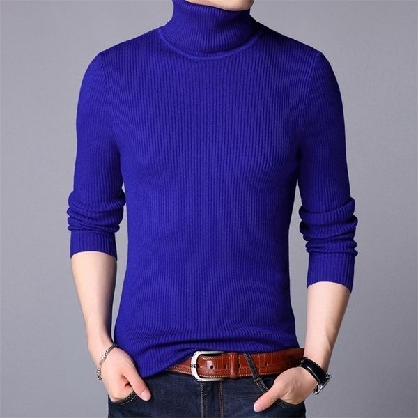 Su￩teres masculinos Men Brand High Neck Kniting Pullover Bottoming Chegatals Chegadas de moda masculina Casual Slim Solid Color Strelth Wool Sweater 220905