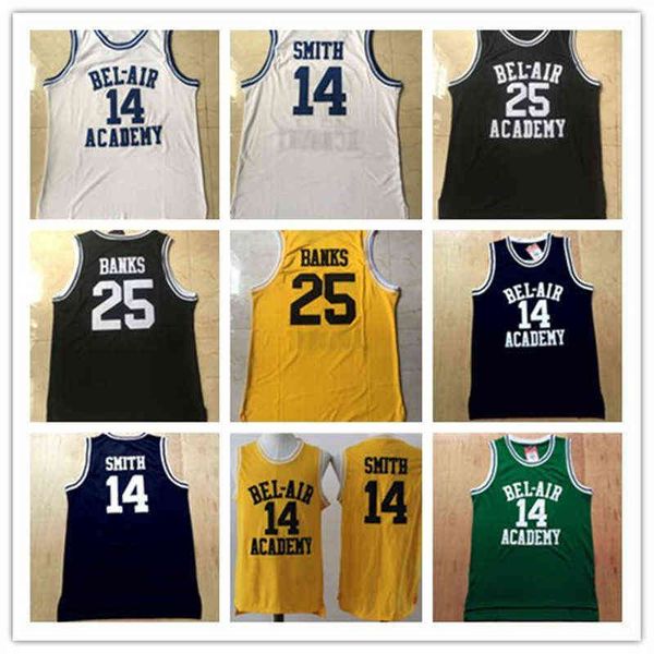 The Fresh Prince of Bel-Air #14 Will Smith Jersey Bel Air Academy Basketball Shirts 25 Carlton Banks Jerseys BCK Green Amarelo Branco