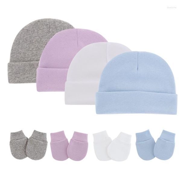 Шляпы твердые детские хлопковые шляпы и перчатки рожденные детские зимние теплые кепки весенняя осень малыша Beanie Boy Girl Set 0-3M