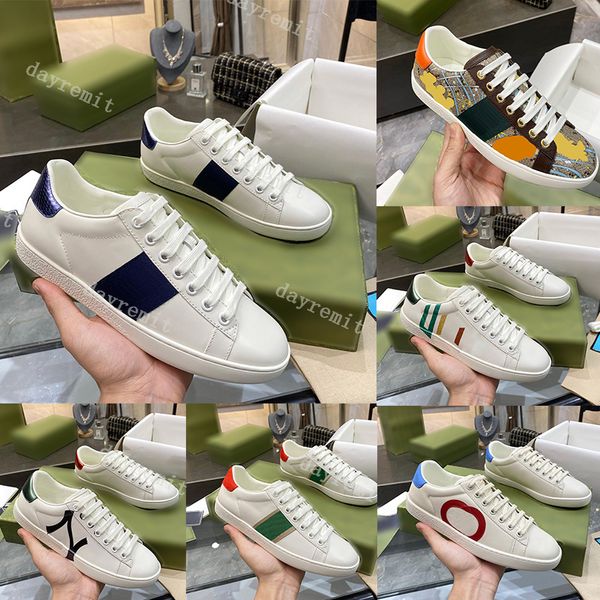 Designer Tênis Feminino Masculino Sapatos Casuais Branco Tênis Clássico Listras Lona Emenda Animal Bordado Tênis Ao Ar Livre Tamanho 35-48 Com Caixa