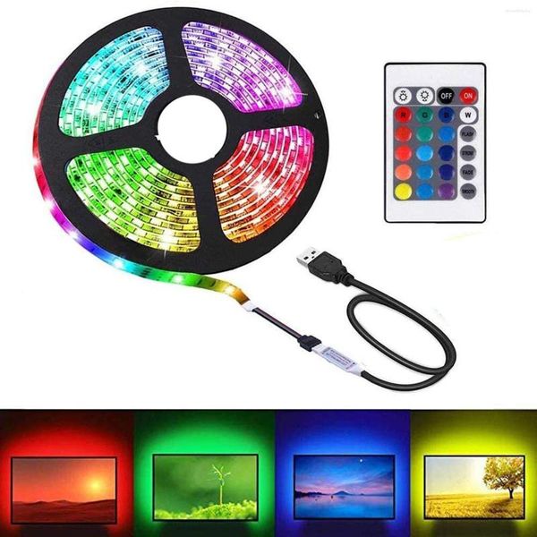 Струнки USB светодиодная полоса Light RGB 2538 осветительная лампа для телевизионной комнаты праздничное украшение с 24 клавишами удаленного контроллера.